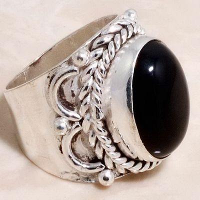 On 5365c bague chevaliere anneau onyx noir argent 925