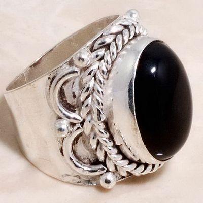 On 5365a bague chevaliere anneau onyx noir argent 925