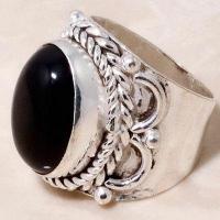 On 5365b bague chevaliere anneau onyx noir argent 925