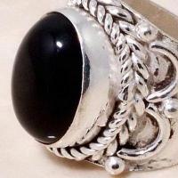 On 5365c bague chevaliere anneau onyx noir argent 925