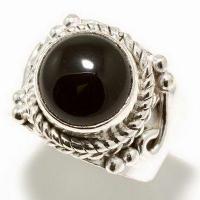 On 6511a bague chevaliere anneau onyx noir argent 925