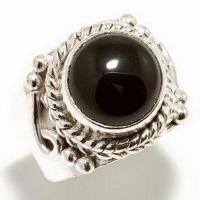 On 6511b bague chevaliere anneau onyx noir argent 925