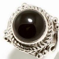 On 6511c bague chevaliere anneau onyx noir argent 925