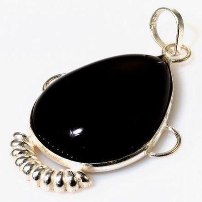 On 6564c pendentif pendant onyx noir argent 925