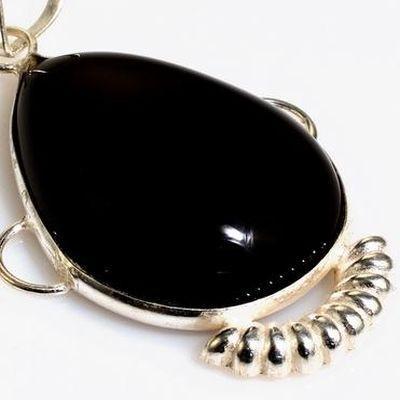 On 6564c pendentif pendant onyx noir argent 925