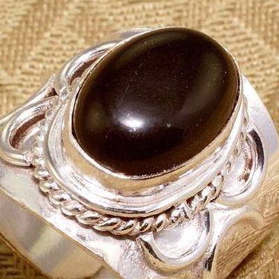 On 7713c bague chevaliere anneau onyx noir argent 925