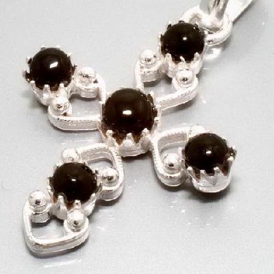 On 8277a croix pendant pendentif onyx argent 926