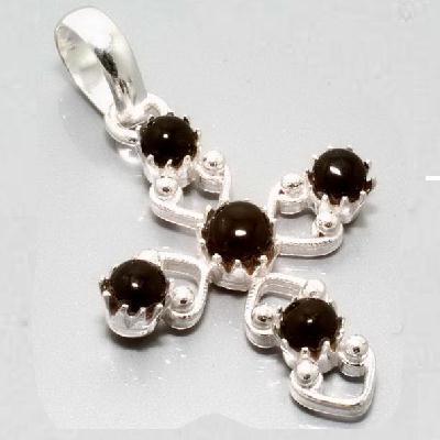 On 8277a croix pendant pendentif onyx argent 926