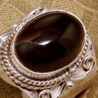 On 8515c bague chevaliere anneau onyx noir argent 925