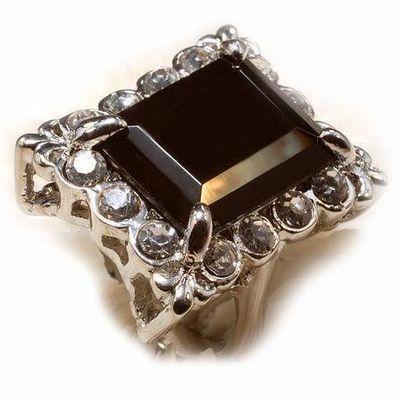 On 8522c bague chevaliere anneau onyx noir argent 925