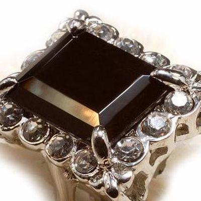 On 8522c bague chevaliere anneau onyx noir argent 925