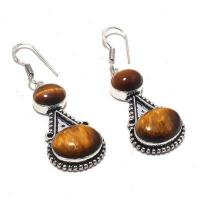 Ot 1001a boucles pendants oreilles 14gr oeil de tigre argent 925 achat vente bijoux 1 1