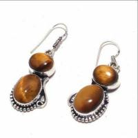 Ot 1006b boucles pendants oreilles 13gr oeil de tigre argent 925 achat vente bijoux 1 1