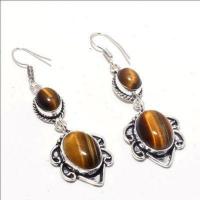 Ot 1008a boucles pendants oreilles 13gr oeil de tigre argent 925 achat vente bijoux 1 1