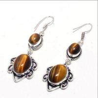 Ot 1008b boucles pendants oreilles 13gr oeil de tigre argent 925 achat vente bijoux 1 1