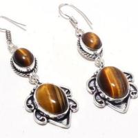 Ot 1008c boucles pendants oreilles 13gr oeil de tigre argent 925 achat vente bijoux 1 1