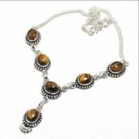 Ot 1020d collier parure oeil de tigre 23gr argent 925 achat vente bijoux ethnique 1 1