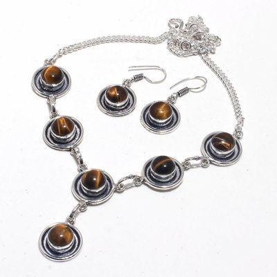 Ot 1021b collier boucles oreilles oeil de tigre 27gr argent 925 achat vente bijoux ethnique 1 2