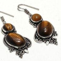 Ot 1029c boucles pendants oreilles 15gr oeil de tigre argent 925 achat vente bijoux 1 1