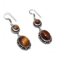 Ot 1030a boucles pendants oreilles 13gr oeil de tigre argent 925 achat vente bijoux 1 1