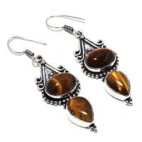 Ot 1033a boucles pendants oreilles 13gr oeil de tigre argent 925 achat vente bijoux 1 1