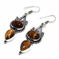 Ot 1033b boucles pendants oreilles 13gr oeil de tigre argent 925 achat vente bijoux 1 1