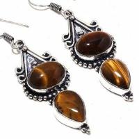 Ot 1033c boucles pendants oreilles 13gr oeil de tigre argent 925 achat vente bijoux 1 1