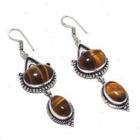 Ot 1034a boucles pendants oreilles 16gr oeil de tigre argent 925 achat vente bijoux 1 1