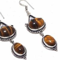 Ot 1034b boucles pendants oreilles 16gr oeil de tigre argent 925 achat vente bijoux 1 1