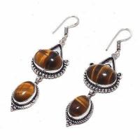 Ot 1034c boucles pendants oreilles 16gr oeil de tigre argent 925 achat vente bijoux 1 1