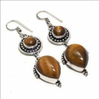 Ot 1035a boucles pendants oreilles 14gr oeil de tigre argent 925 achat vente bijoux 1 1