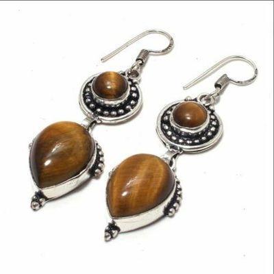 Ot 1035c boucles pendants oreilles 14gr oeil de tigre argent 925 achat vente bijoux 1 1