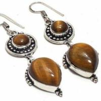 Ot 1035c boucles pendants oreilles 14gr oeil de tigre argent 925 achat vente bijoux 1 1