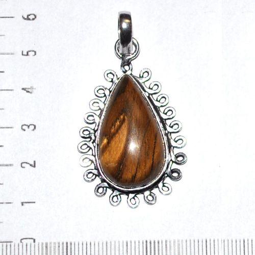 Ot 1109a pendant pendentif oeil de tigre 40mm 18x30mm 12gr argent 925