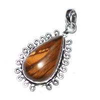 Ot 1109c pendant pendentif oeil de tigre 40mm 18x30mm 12gr argent 925