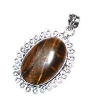 Ot 1111c pendant pendentif oeil de tigre 50mm 25x35mm 14gr argent 925