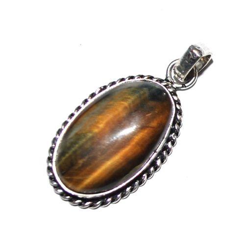 Ot 1113b pendant pendentif oeil de tigre 40mm 15x30mm 8gr argent 925