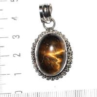 Ot 1115a pendant pendentif oeil de tigre 40mm 18x25mm 17gr argent 925