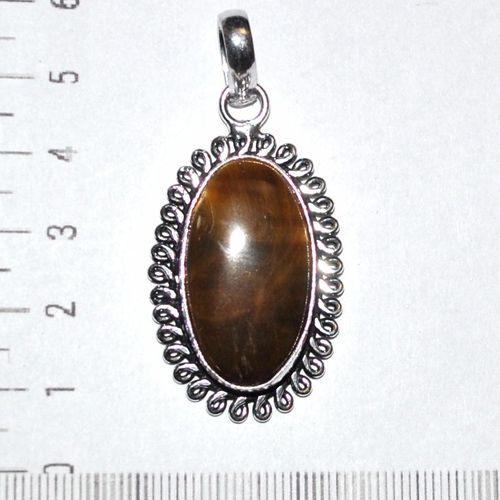 Ot 1123a pendant pendentif oeil de tigre 40mm 15x30mm 10gr argent 925