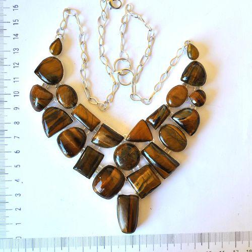 Ot 1200 collier parure oeil de tigre 128gr argent 925 prestige 3