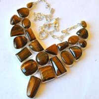 Ot 1200 collier parure oeil de tigre 128gr argent 925 prestige 4