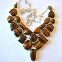 Ot 1200 collier parure oeil de tigre 128gr argent 925 prestige 5