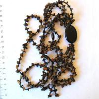 Ot 2003 collier sautoir oeil de tigre onyx noir 99gr 12mm 5