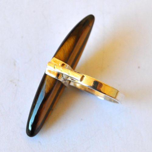 Ot 4010 bague anneau t56 oeil de tigre 9gr argent 925 3