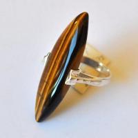 Ot 4010 bague anneau t56 oeil de tigre 9gr argent 925 4