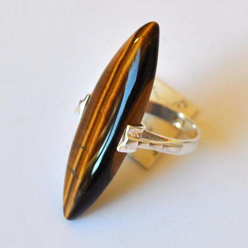 Ot 4010 bague anneau t56 oeil de tigre 9gr argent 925 4
