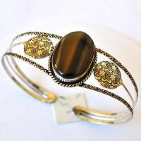 Ot 4014 bracelet torque oeil de tigre 20x30 21gr argent 925 1