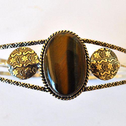 Ot 4014 bracelet torque oeil de tigre 20x30 21gr argent 925 2