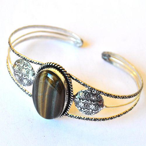 Ot 4014 bracelet torque oeil de tigre 20x30 21gr argent 925 4