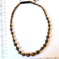 Ot 4018 collier sautoir oeil de tigre onyx noir 38gr 12mm 1 